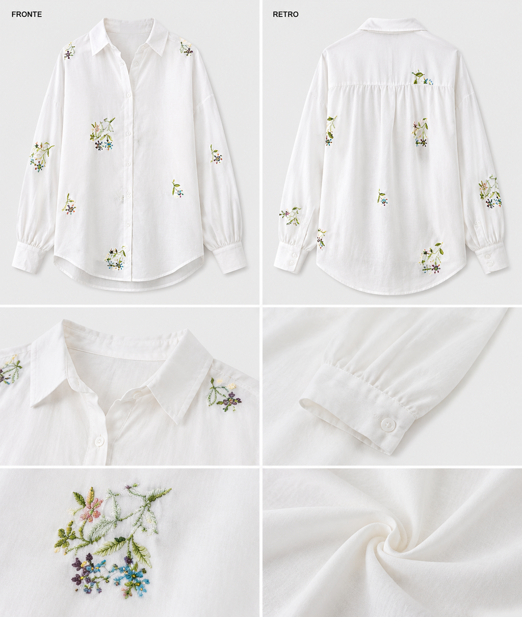 Camicia Bianca Ricamata Elegance